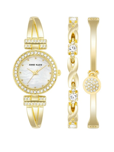 Anne Klein Zlatá dámská souprava hodinek a šperků Anne Klein