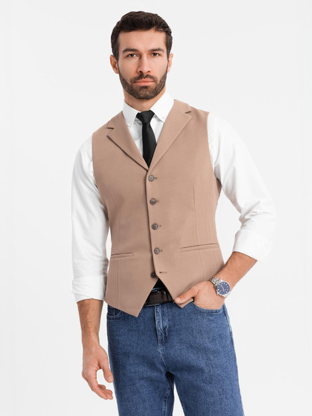 Ombre Clothing Přiléhavá elegantní pánská vesta s elastanem a klopami Ombre Clothing