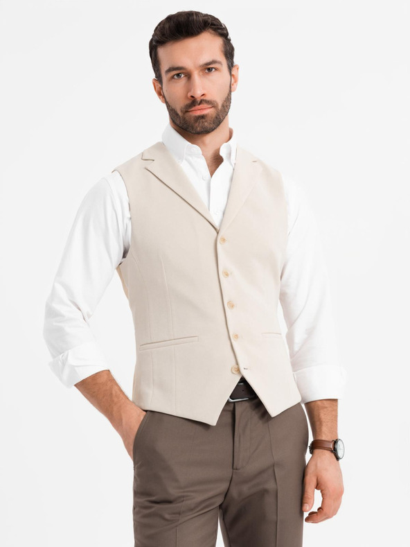 Ombre Clothing Přiléhavá elegantní pánská vesta s elastanem a klopami Ombre Clothing