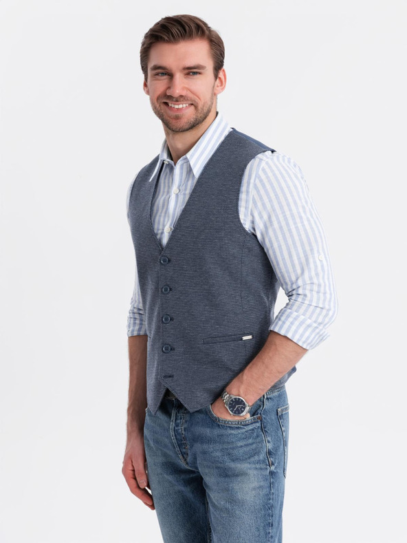 Ombre Clothing Elegantní pánská strukturovaná pletená vesta na míru Ombre Clothing
