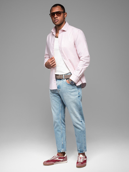 Ombre Clothing Pánská bavlněná košile oxford v pastelových barvách Ombre Clothing