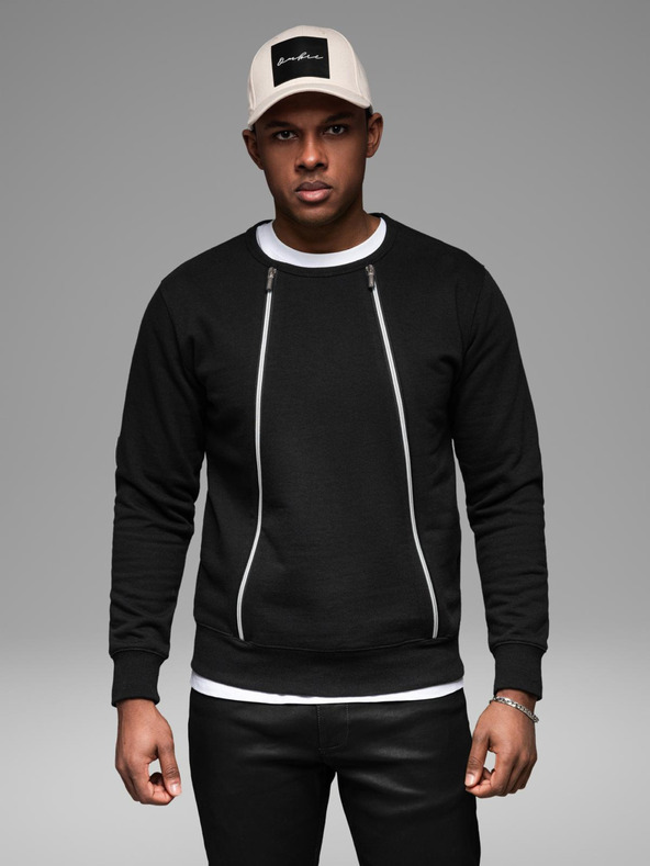 Ombre Clothing Praná pánská mikina s ozdobným prošitím u výstřihu Ombre Clothing