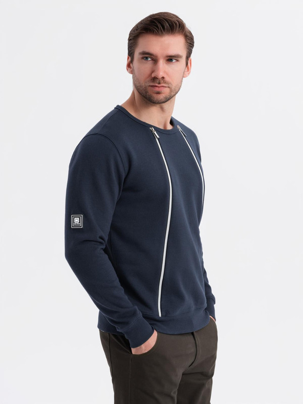 Ombre Clothing Praná pánská mikina s ozdobným prošitím u výstřihu Ombre Clothing