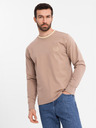 Ombre Clothing Pánské bavlněné tričko s dlouhým rukávem, pruhovaným výstřihem do U a výšivkou Ombre Clothing