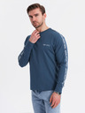 Ombre Clothing Pánské bavlněné tričko s dlouhým rukávem a lemováním a potiskem na hrudi Ombre Clothing