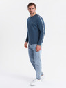 Ombre Clothing Pánské bavlněné tričko s dlouhým rukávem a lemováním a potiskem na hrudi Ombre Clothing