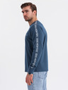 Ombre Clothing Pánské bavlněné tričko s dlouhým rukávem a lemováním a potiskem na hrudi Ombre Clothing
