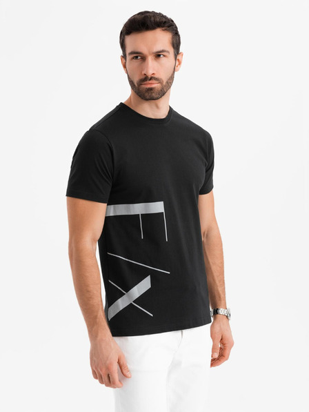Ombre Clothing Pánské tričko z bavlněného žerzeje s velkým bočním nápisem Ombre Clothing