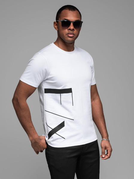 Ombre Clothing Pánské tričko z bavlněného žerzeje s velkým nápisem na boku Ombre Clothing