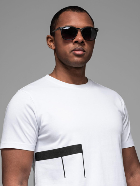 Ombre Clothing Pánské tričko z bavlněného žerzeje s velkým nápisem na boku Ombre Clothing