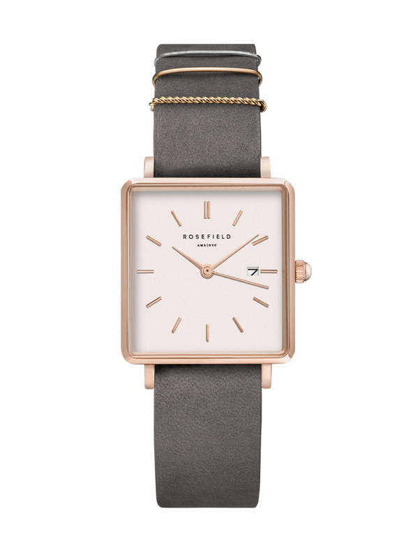 Rosefield Rosefield hodinky QWGR-Q12 The Boxy White Elephant Grey Rosegold