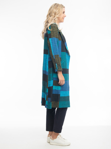 Orientique Modrý dámský kostkovaný kabát Orientique Tartan
