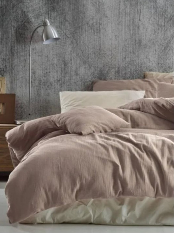 Kvalitex Prodloužené mušelínové povlečení 140x220, 70x90cm béžové Kvalitex