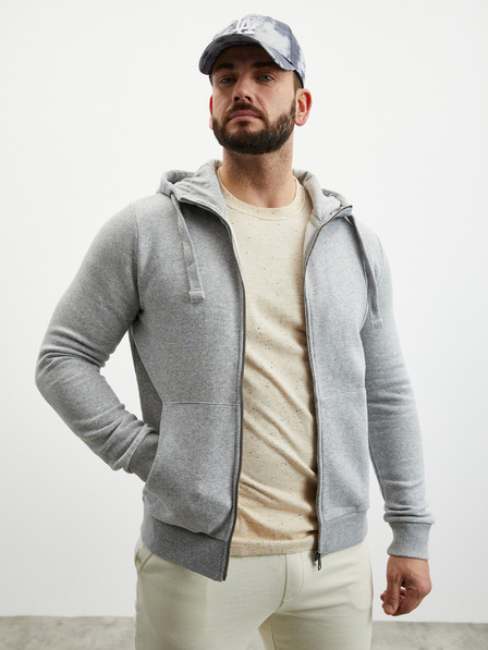 ZOOT.lab Šedá pánská basic žíhaná mikina na zip s kapucí ZOOT.lab Michael