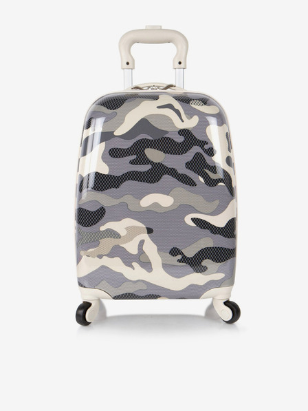 Heys Šedý dětský vzorovaný kufr Heys Kids 4w Grey Camo