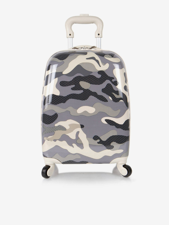 Heys Šedý dětský vzorovaný kufr Heys Kids 4w Grey Camo