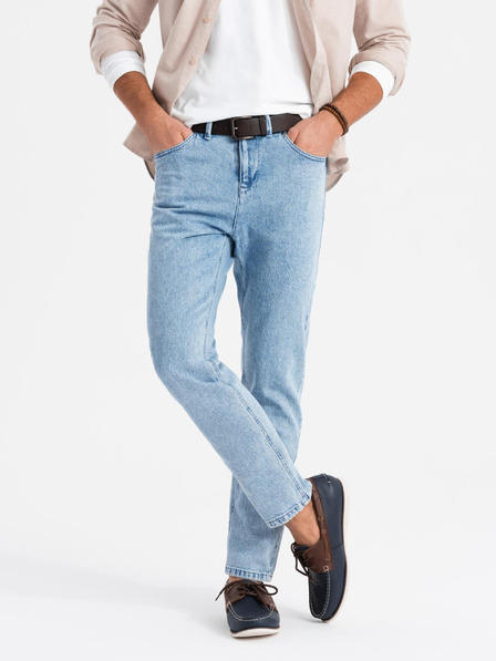 Ombre Clothing Pánské klasické seprané džíny REGULAR FIT modrá Ombre Clothing