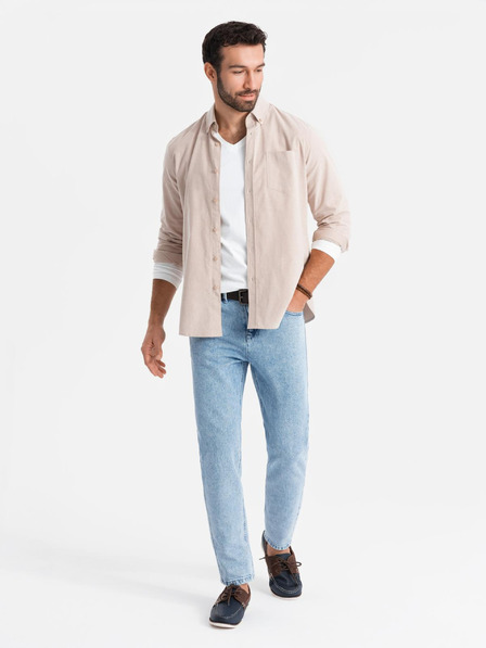 Ombre Clothing Pánské klasické seprané džíny REGULAR FIT modrá Ombre Clothing