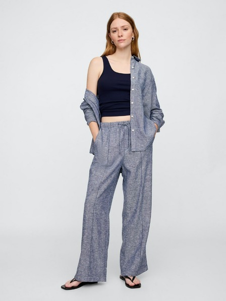 GAP Lněné kalhoty Wide-Leg GAP