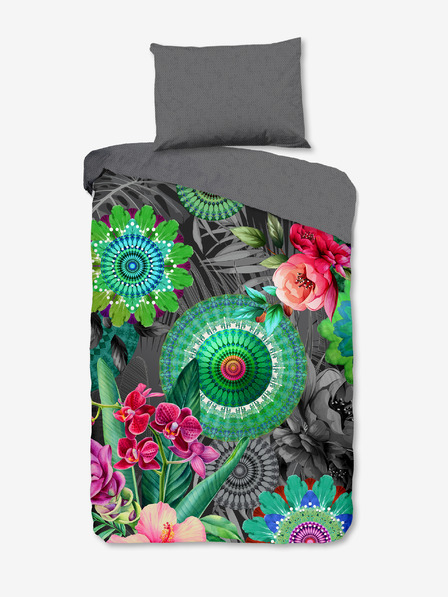HIP Šedé vzorované oboustranné povlečení HIP Thirze 140 x 200 cm -