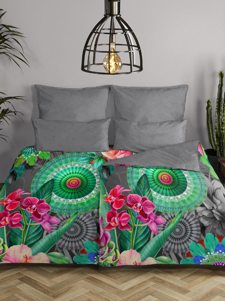 HIP Šedé vzorované oboustranné povlečení HIP Thirze 140 x 200 cm -