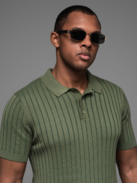 Ombre Clothing Pánská polokošile SLIM FIT z viskózy se svislými pruhy Ombre Clothing